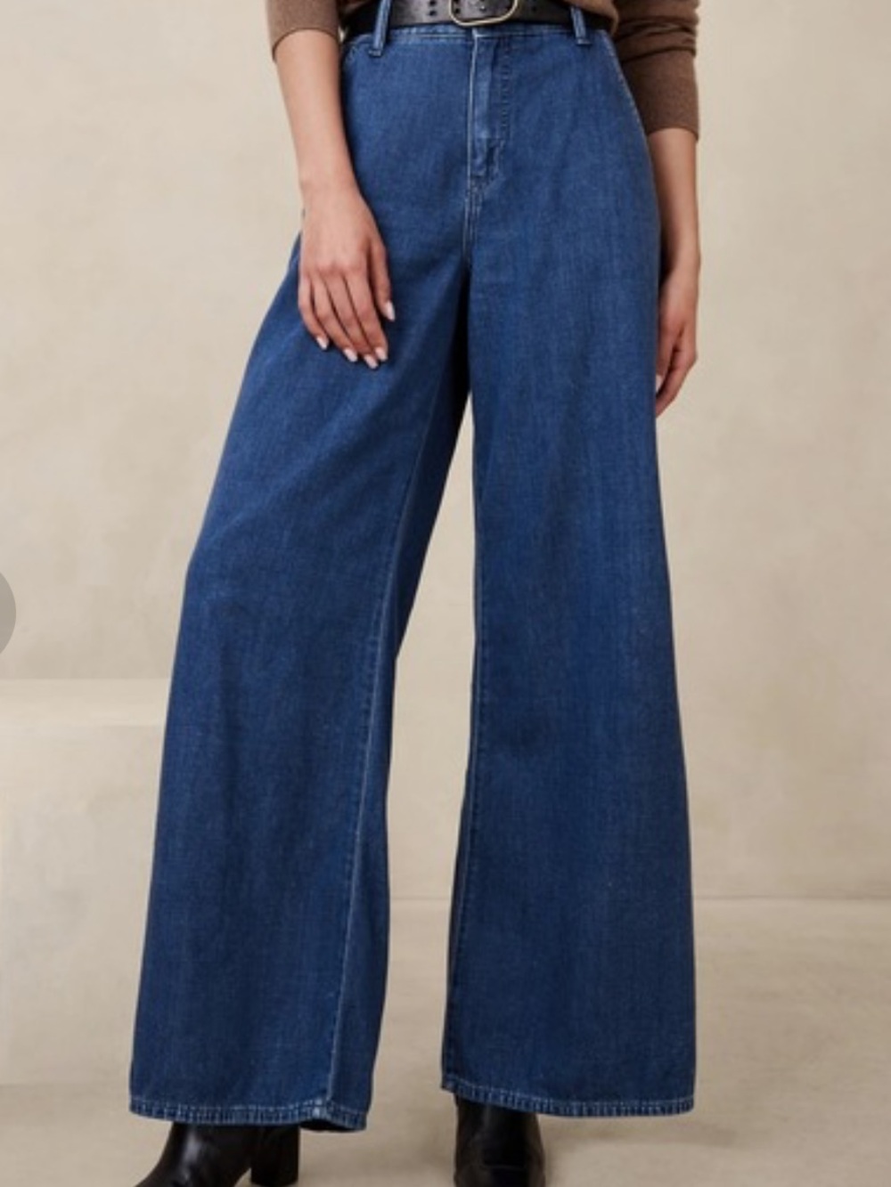Banana Republic Wide-Leg High-Rise Jeans — Deep Blue Denim